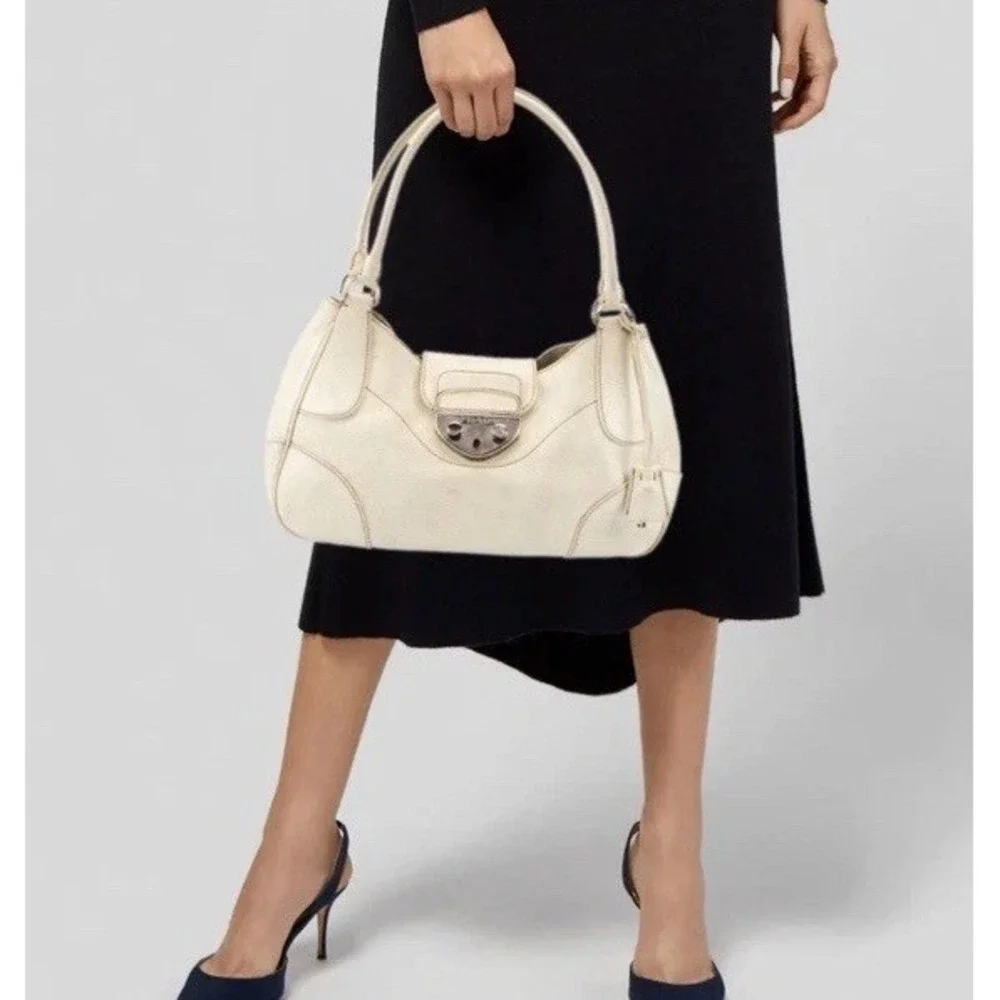 Prada  Leather Vitello Daino Push Lock Shoulder Bag Authentic - Picture 2 of 16